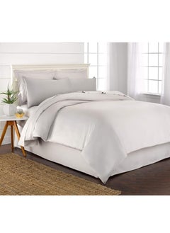 Buy Bamboo Duvet Cover Super King Size 260x220 cm With Button Closing and Corner Ties 400TC Cool, Anti-Allergic, Soft and Silky – White in UAE