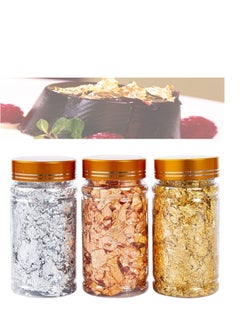 Buy Gold Leaf Flakes, 3g Genuine Flakes Decorative Dishes, Pure for Cooking, Cakes Chocolates, Decoration, Health Spa, Not Edible in Saudi Arabia