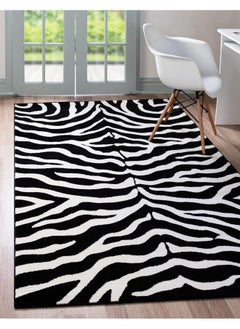 اشتري Wildlife Collection Animal Inspired With Zebra Design Area Rug 3 Ft 3 In X 5 Ft 3 In Black Ivory في الامارات