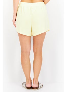 Buy Women Terry Textured Basic Short, Yellow in UAE