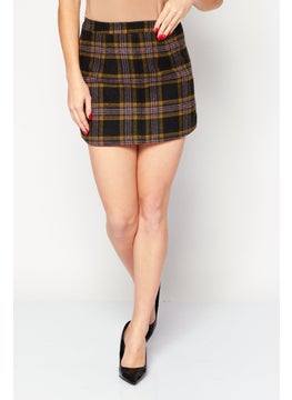 اشتري Women Plaid Mini Skirt, Black Combo في الامارات