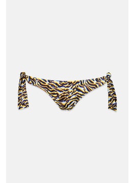 Buy Women Alloverprint Bikini Bottom, Brown and Blue and yellow in Saudi Arabia