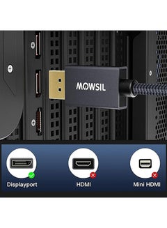 اشتري Mowsil DisplayPort Cable 2 Mtr, DP Cable 1.4, 8K@60Hz,Gold-Plated Braided High Speed Display Port Cable for Gaming Monitor, Graphics Card, TV, PC, Laptop في الامارات
