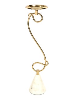 Buy Lure Pillar Candle Holder, Gold & White - 12x49.5 cm in UAE