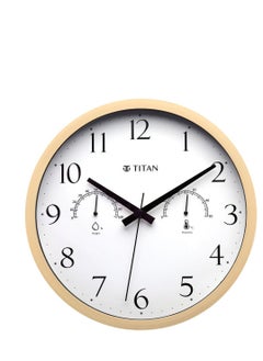 اشتري Contemporary Wooden Finish White Wall Clock with Thermometer & Hygrometer - 30 cm x 30 cm (Medium) في الامارات