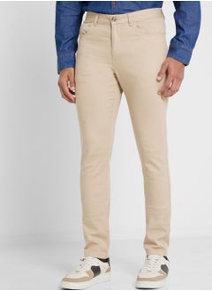 Buy Thomas Scott Men Beige Slim Fit Trousers in UAE