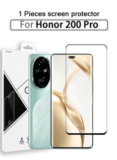 Buy 1 Pieces Full Cover Glass Screen Protector For Honor 200 Pro 5G Black/Clear and Screen Protector Accessories in Saudi Arabia