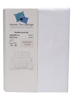 Buy 3 Piece Hometex Design 250 Thread Count Duvet Cover Set - Stripes Optical White - KING - 1 Duvet Cover (240x200 cm) + 2 Pillow Covers (50x75 cm) in UAE