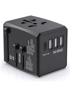 Buy Universal Travel Adapter Worldwide, International Travel Plug Adapter With One type C and 3 USB port Travel Adaptor All in One Universal Charger Power Adapter for European EU US UK AUS in Saudi Arabia