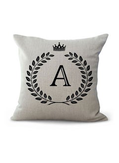 Buy Alphabet A Print Decorative Cushion Cover Beige/Black 45x45cm in Saudi Arabia