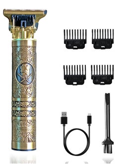 Buy Sprinters - Men Hair Clipper Zero Gapped 6 in 1 Professional Cordless Metal Body Trimmer | Haircut USB Charging Beard Trimmer Wireless Rechargeable Gold Colour Vintage Design (Men Design, Gold) in UAE