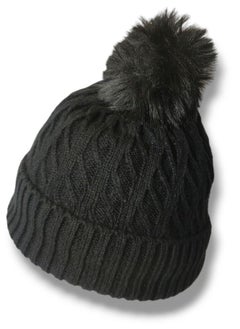 Buy Ice Cap Wool Lined Winter Hat with Fur Ball - Stylish and Warm Design for Unisex in Egypt