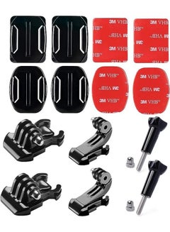 Buy Action Camera Accessories Kit, Helmet Adhesive Sticky Mounts and Buckle Kit, Quick Release Buckle Clip Basic Mount, Vertical Surface J-Hook Buckle Mount Base, Long Thumb Screw, Curved and Flat Mounts in UAE