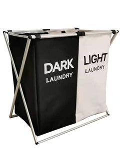 Buy 2-Section Laundry Basket Laundry Bags Foldable Laundry Hamper Portable Dirty Clothes Bag Sorter With Handle Large Capacity Fabric Washing Storage Baskets For Bathroom Bedroom Home Multicolor in UAE