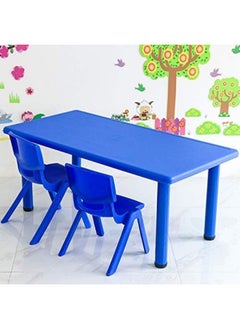 Buy RBW TOYS Children's table Kids Rectangular Table & Chair Sets, Nursery Kindergarten Plastic Long Desk, for indoor and outdoor use (1 Table +2 Chairs, Color: Blue, Size: 120x60x50cm) in UAE