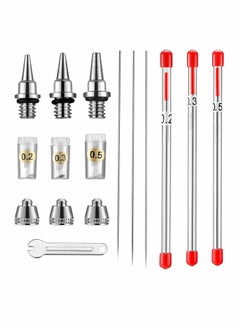 اشتري Airbrush Nozzle Needle Cap Kit with Wrench Replacement Parts for Spray Gun Sprayer Accessories, 0.2 mm, 0.3 0.5 mm 10 Pieces في السعودية