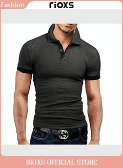 Buy Men's Slim Fit Polo T-Shirt Classic Basic Short Sleeve Golf Shirt in UAE