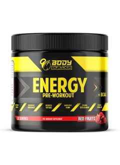 Buy Body Builder Energy Pre workout + BCAA - Red Fruit Flavor, 30 Servings (225gm)  L-Leucine 750mg, L-Isoleucine 375mg, L-Valine 375mg - Vitamin B12 in UAE