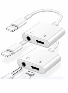 Buy Headphones Jack Adapter for iPhone, 2 in 1 Charger, Aux Audio Splitter Dongle Adapter for iPhone, for iPad, for iPod, Support All iOS System (2 Pack) in UAE