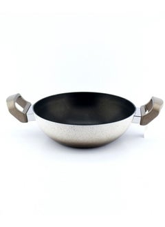 Buy Granite deep frying pan with non-stick coating beige color 26 cm in Saudi Arabia