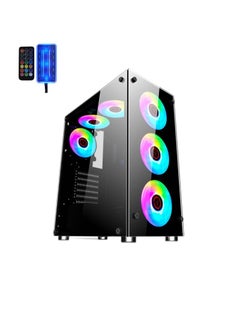 اشتري Double-sided Tempered Glass ATX Computer Gaming Case with 6 pcs 120mm ARGB Fans and Remote Controller في السعودية