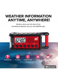 Buy Midland - Er310, Emergency Crank Weather Am/Fm Radio - Multiple Power Sources, Sos Emergency Flashlight, Ultrasonic Dog Whistle, And Noaa Weather Scan + Alert (Red/Black) in UAE