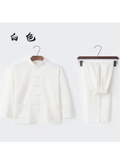 Buy Mens Tang Suit Cotton Linen Chinese Traditional Summer Outfit Long Sleeve White in Saudi Arabia