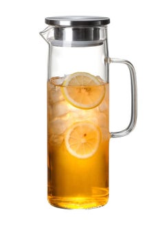 Buy Glass Carafes Glasses Water Jug Container Water Pitcher With stainless steel cover 1.5L in UAE