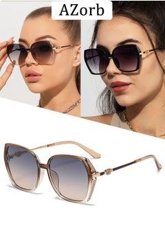 Buy Sunglasses Women Unique Fashion Quare Design Sun Glassess for Womens High Quality Sun Glassess Gradient Ladies Sunglass UV400 Protection Eyewear Women's Eye Glasses for Travel Daily Shades Brown in Saudi Arabia