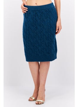 Buy Women Knitted Midi Skirt, Blue in UAE