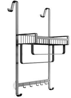 Buy Shower Caddy Over The Door, Shower Organizer Hanging Aluminum for Bathroom Glass Door Storage Rack, Grey in UAE