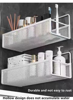 اشتري 2-Piece Bathroom Organizer/Bathroom Storage Shelf White 33 x 13 x 11 Centimeter في الامارات