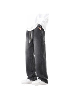 Buy Autumn and winter new jeans men's drapey loose straight pants men's casual wide-leg pants in Saudi Arabia