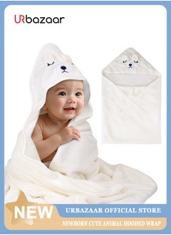 Buy Kids Hooded Bath Towel, Super Soft and Absorbent Natural Microfiber for Baby Girls and Boys (White) in UAE