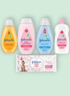 Buy 5Piece Essentials Gift  Baby Shampoo, Lotion, Bath, Oil Wipes in Saudi Arabia