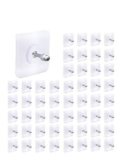 Buy Adhesive Wall Hooks 50pcs Heavy Duty Wall Hooks Self Adhesive Hook Strong Nail Transparent Screw Holder Self-Sticking Wall Hooks for Bathroom Kitchen Wall Hanging Ceiling Screw Net Length 16mm in UAE