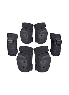 اشتري 6pcs  Skating Protective Gear Cycling Protective Gear Elbow Knee Pads Wrist guard Cycling Skateboard Ice Skating Roller Protector Adult and Children Black في الامارات