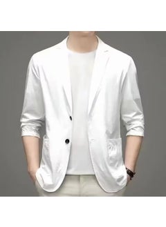 اشتري Fashion Business Casual Blazer Autumn 2024 Slim Fit Mens Suit Jacket White في الامارات