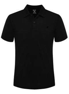 Buy Mens Polo Shirt Plain 100% Combed Cotton Short Sleeves Black Polo Shirt For Mens in UAE