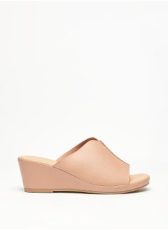 اشتري Solid Slip-On Sandals with Wedge Heels في الامارات