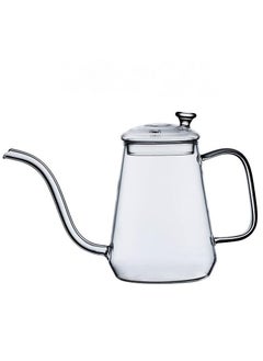 Buy 600ml Transparent Heat Resistant Glass Coffee Hand Long Mouth Pot in UAE