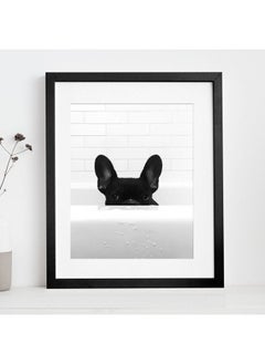 اشتري French Bulldog In Tub Bathroom Poster With Frame 50x40 cm في الامارات