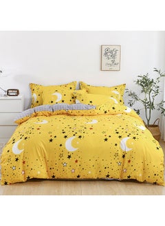 Buy 6-Piece Double Size Duvet Cover Set|1 Duvet Cover + 1 Flat Sheet + 4 Pillow Cases|Microfibre|DANDELION in UAE