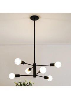 Buy Sputnik Chandelier Industrial 6 Light Black Ceiling Light Fixture Height Adjustable Lighting For Kitchen Island Bedroom Dining Room Living Room Farmhouse in UAE