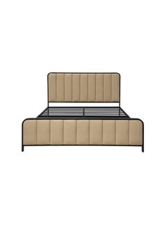 Buy Beige upholstered metal bed frame 200X180 cm in Saudi Arabia