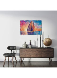 Buy Sunset Sea Sailing Printed canvas wall art 60x40 in Egypt