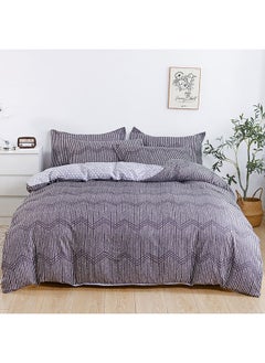 Buy 6-Piece Double Size Duvet Cover Set|1 Duvet Cover + 1 Flat Sheet + 4 Pillow Cases|Microfibre|ABBEY in UAE