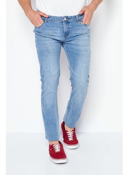 Buy Men Straight Fit Washed Denim Jeans, Blue in Saudi Arabia