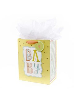 اشتري 13" Large Gift Bag With Tissue Paper (Baby Yellow) For Baby Showers New Parents And More في الامارات