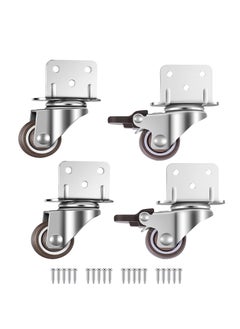 Buy Swivel Casters, Pack of 4 No Floor Marks Silent Caster for Furniture, L-mounting Plate 25mm, Rubbered Wheels Suitable for Furniture, Flower Stands, Cribs (2 with Brakes & 2 Without Brakes) in UAE